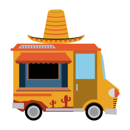 Food truck mexican restaurant vector illustration graphic designのイラスト素材