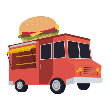 Food truck burger restaurant vector illustration graphic designのイラスト素材