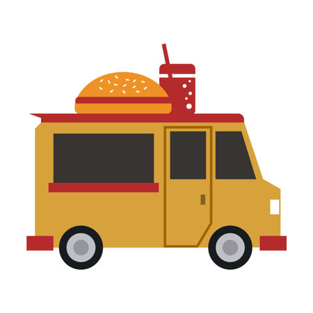 Food truck burger restaurant vector illustration graphic designのイラスト素材