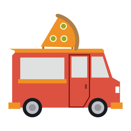 Food truck pizza restaurant vector illustration graphic designのイラスト素材
