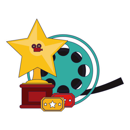 cinema award with movie rolling and tickets vector illustration graphic designのイラスト素材