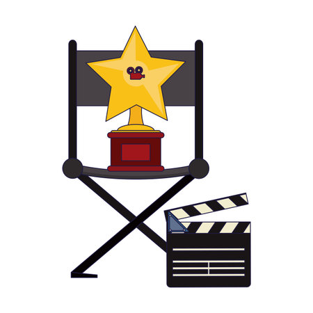 cinema award on directos chair and clapboard vector illustration graphic designのイラスト素材