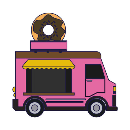 Food truck donut restaurant vector illustration graphic designのイラスト素材