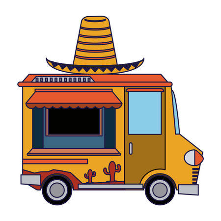 Food truck mexican restaurant vector illustration graphic designのイラスト素材