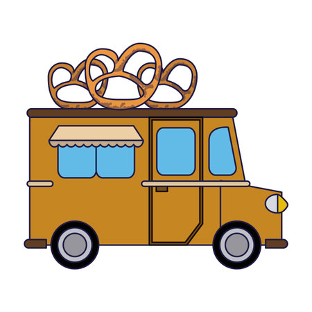 Food truck pretzel snacks restaurant vector illustration graphic designのイラスト素材