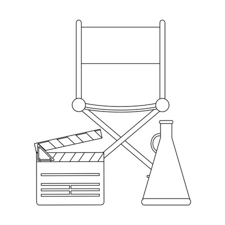 cinema director chair with bullhorn and clapboard vector illustration graphic designのイラスト素材