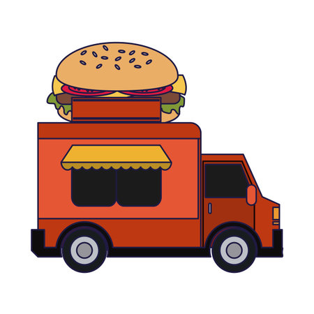 Food truck burger restaurant vector illustration graphic designのイラスト素材