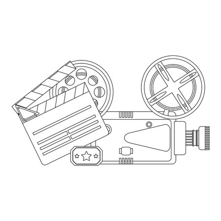 cinema clapboard with camera and ticket vector illustration graphic designのイラスト素材