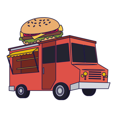 Food truck burger restaurant vector illustration graphic designのイラスト素材