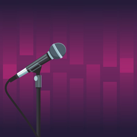 Stage microphone over purple background vector illustration graphic designのイラスト素材