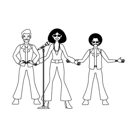 Disco people dancing and singing cartoons vector illustration graphic designのイラスト素材