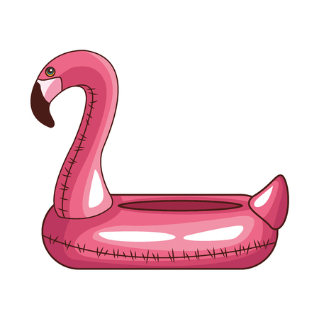 Flamingo float summer cartoon vector illustration graphic designのイラスト素材
