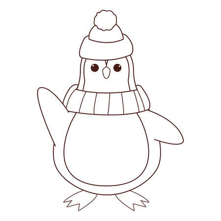 Penguin with hat and scarf cartoon vector illustration graphic designのイラスト素材