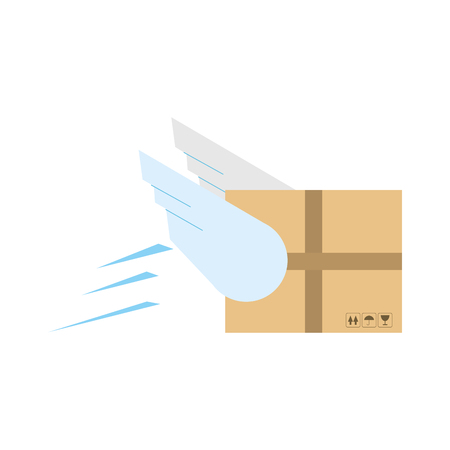 Delivery and logistics box flying with wings vector illustration graphic designのイラスト素材