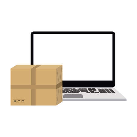Online delivery and shipping with laptop vector illustration graphic designのイラスト素材