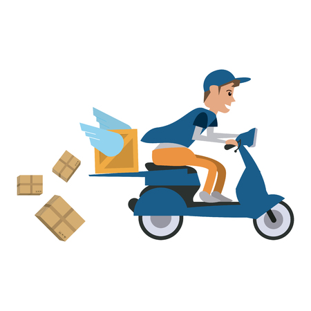 Fast delivery and logistics in scooter vector illustration graphic designのイラスト素材