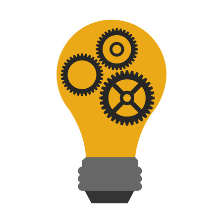 Bulb light with gears symbol cartoon vector illustration graphic designのイラスト素材