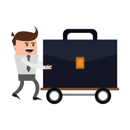Businessman with briefcase on cart vector illustration graphic designのイラスト素材