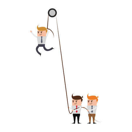 Businessmen pulling boss up with rope vector illustration graphic designのイラスト素材