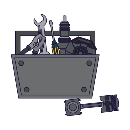 Mechanic toolbox and piston symbol vector illustration graphic designのイラスト素材