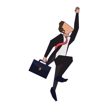 Businessman jumping with briefcase avatar vector illustration graphic designのイラスト素材