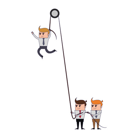Businessmen pulling boss up with rope vector illustration graphic designのイラスト素材