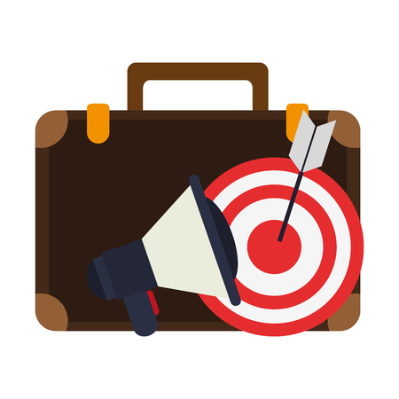 Business briefcase bullhorn and target with arrow vector illustration graphic designのイラスト素材
