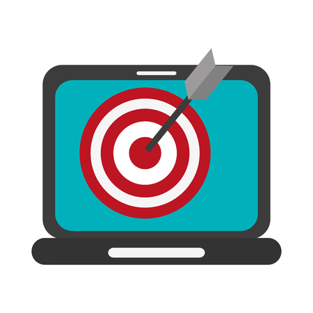 Laptop with target and dartboard vector illustration graphic designのイラスト素材