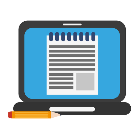 laptop with document symbol and pencil vector illustration graphic designのイラスト素材