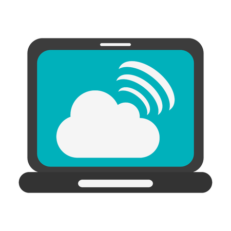 Laptop with cloud computing vector illustration graphic designのイラスト素材