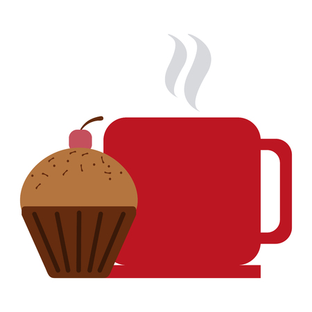 coffee mug and cupcake vector illustration graphic designのイラスト素材