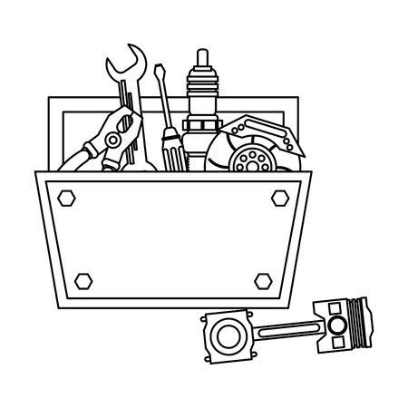 Mechanic toolbox and piston symbol vector illustration graphic designのイラスト素材