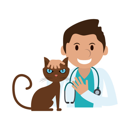 Veterinary with cat pet vector illustration graphic designのイラスト素材