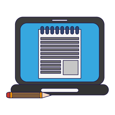 laptop with document symbol and pencil vector illustration graphic designのイラスト素材