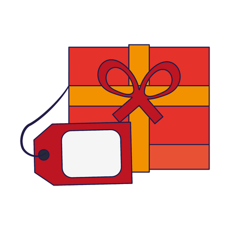shopping gift box with label tag vector illustration graphic designのイラスト素材