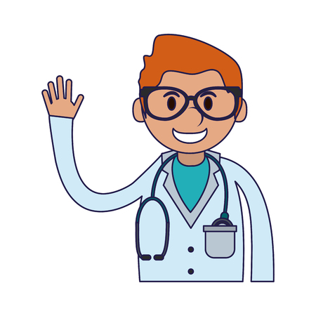 Doctor greeting with hand cartoon vector illustration graphic designのイラスト素材