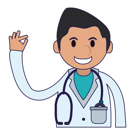 Doctor greeting with hand cartoon vector illustration graphic designのイラスト素材