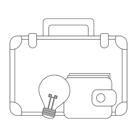 business briefcase wallet and bulb light idea vector illustration graphic designのイラスト素材