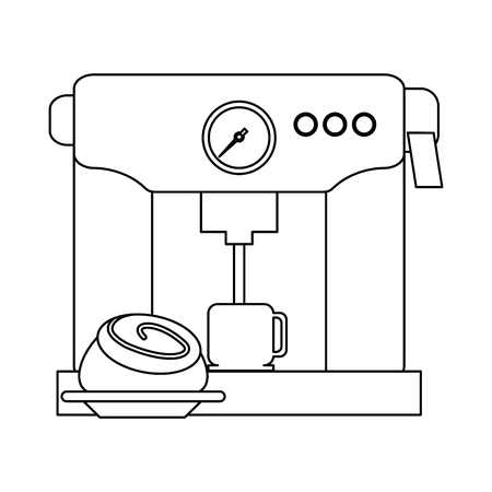 espreso coffee cup and cinammon roll vector illustration graphic designのイラスト素材