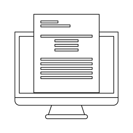 computer screen with document technology vector illustration graphic designのイラスト素材
