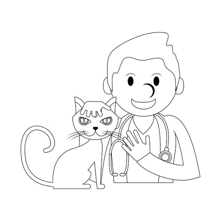 Veterinary with cat pet vector illustration graphic designのイラスト素材