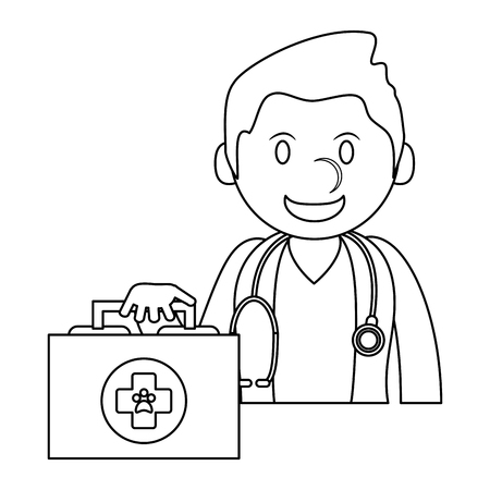 Veterinary with medical suitcase vector illustration graphic designのイラスト素材
