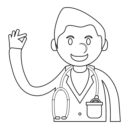 Doctor greeting with hand cartoon vector illustration graphic designのイラスト素材