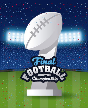 Football championship final poster stadium field scenery with lights vector illustration graphic designのイラスト素材