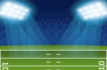 American football stadium field with lights and fans vector illustration graphic designのイラスト素材