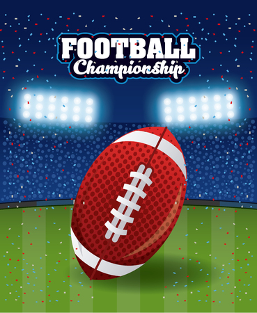 American football championship poster stadium field scenery with lights vector illustration graphic designのイラスト素材