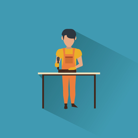 construction worker working with tool vector illustration graphic designのイラスト素材