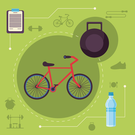 Fitness and healthy lifestyle sport elements concept vector illustration graphic designのイラスト素材