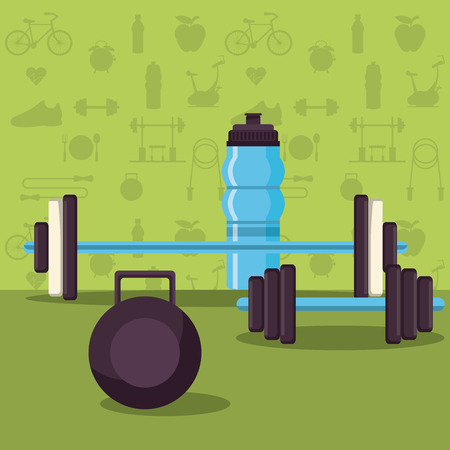 Fitness and healthy lifestyle sport elements concept vector illustration graphic designのイラスト素材