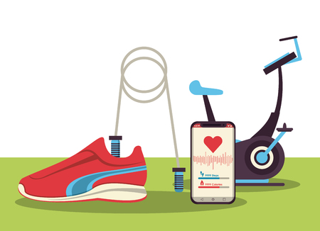 Fitness and healthy lifestyle sport elements concept vector illustration graphic designのイラスト素材